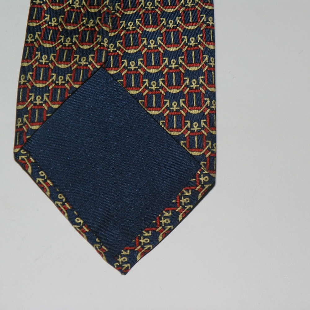 Hermes Blue Naval Anchor Pattern Classic Width Ti… - image 5